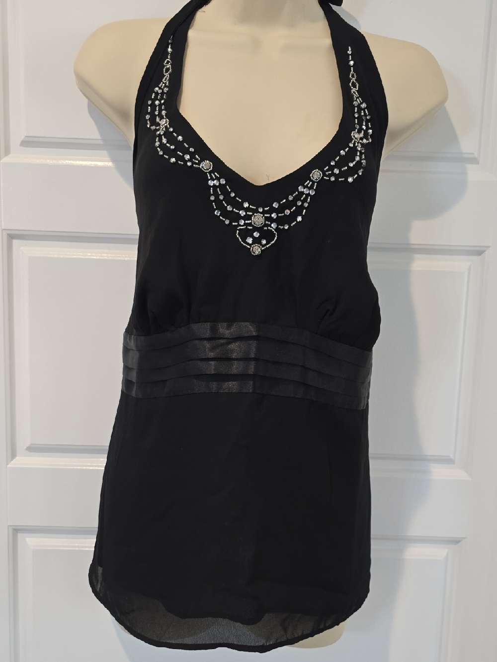 Lane Bryant Black Embellished Halter Camisole